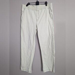 Mens Drawstring Cargo Pants Cream black stitch TAIKAN large